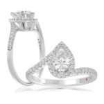 14K WHITE GOLD 1/4CT ROUND DIAMOND LADIES SEMI MOUNT RING(CENTER STONE MOUNT PEAR DIAMOND 1CT)