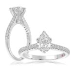 14K WHITE GOLD 1/4CT ROUND DIAMOND LADIES SEMI MOUNT RING(CENTER STONE MOUNT PEAR DIAMOND 1CT)