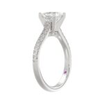14K WHITE GOLD 1/4CT ROUND DIAMOND LADIES SEMI MOUNT RING(CENTER STONE MOUNT PRINCESS DIAMOND 1CT) - Image 2