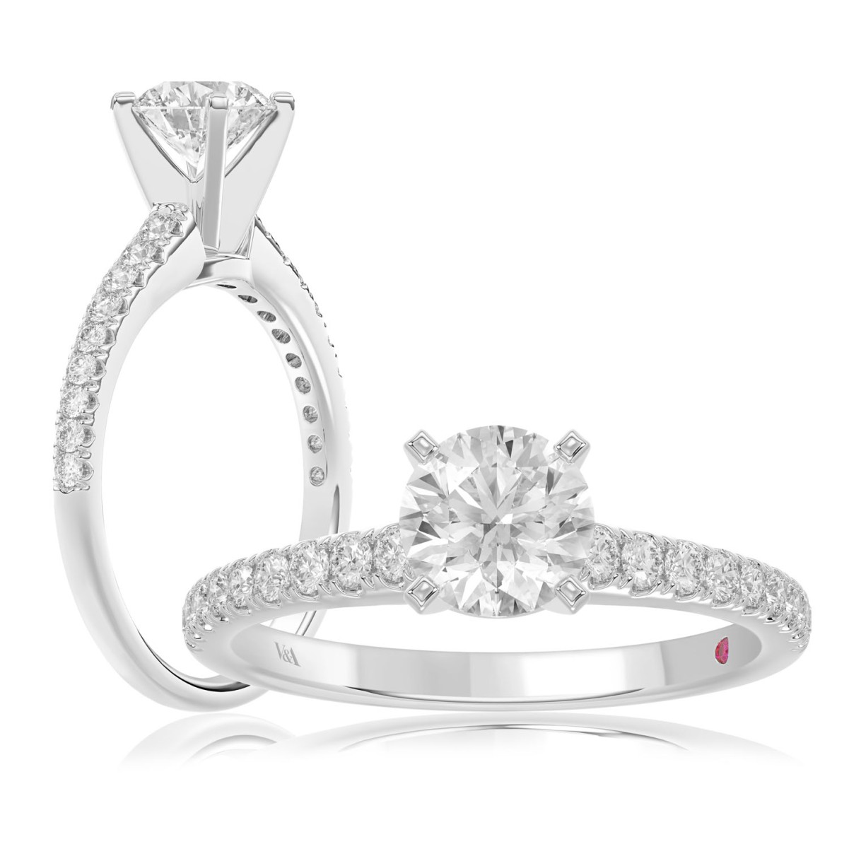 19175882_VA13941W-AB-1201x1201.jpg 14K WHITE GOLD 1/4CT ROUND DIAMOND LADIES SEMI MOUNT RING(CENTER STONE MOUNT ROUND DIAMOND 1CT) - Image 1