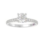 14K WHITE GOLD 1/4CT ROUND DIAMOND LADIES SEMI MOUNT RING(CENTER STONE MOUNT ROUND DIAMOND 1CT) - Image 3
