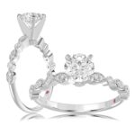 14K WHITE GOLD 1/4CT ROUND DIAMOND LADIES SEMI MOUNT RING(CENTER STONE MOUNT ROUND DIAMOND 1CT)