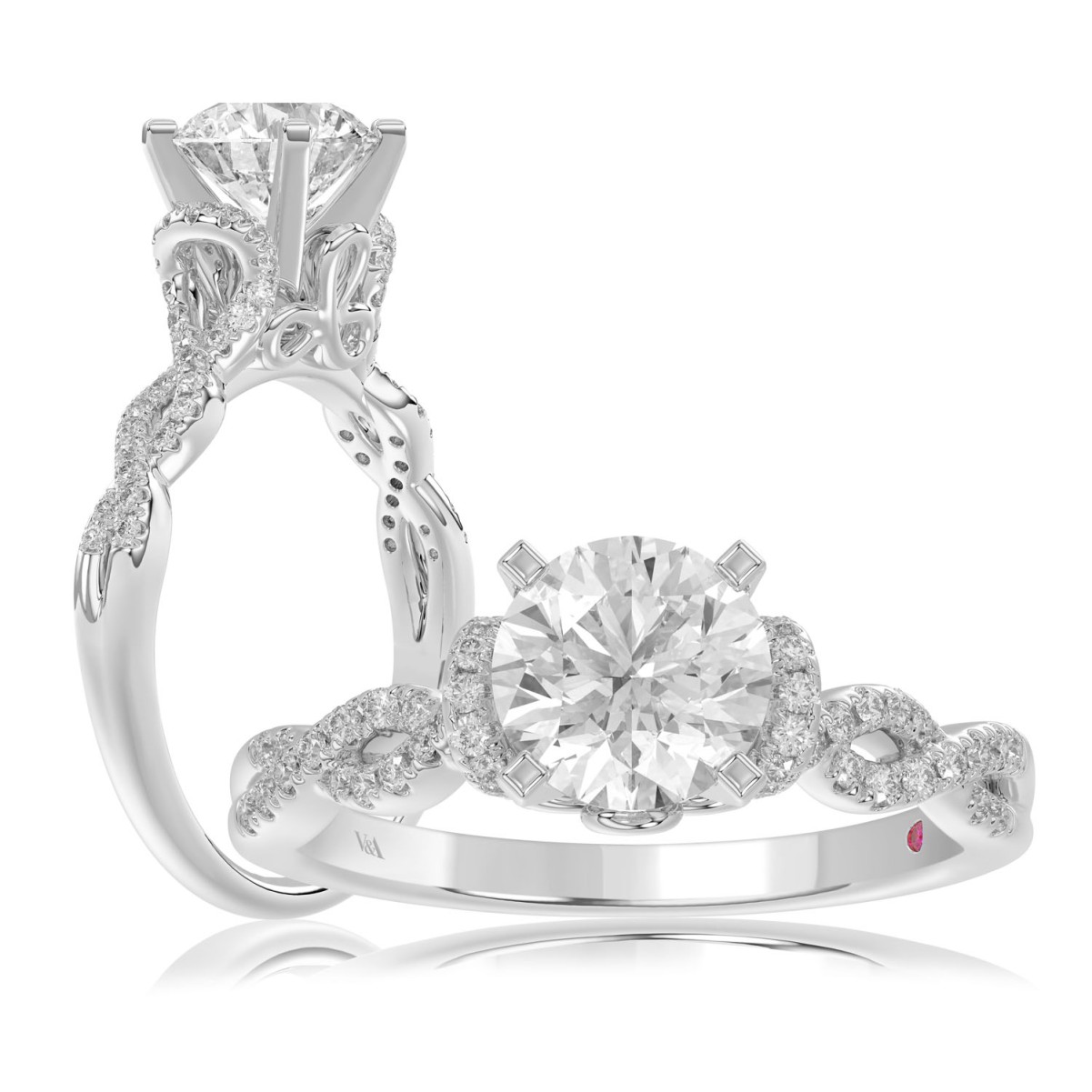 19175884_VA14050W-AB-1201x1201.jpg 14K WHITE GOLD 1/4CT ROUND DIAMOND LADIES SEMI MOUNT RING(CENTER STONE MOUNT ROUND DIAMOND 1CT) - Image 1