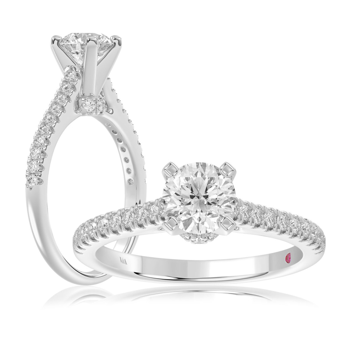 19175885_VA14643W-AB-1201x1201.jpg 14K WHITE GOLD 1/4CT ROUND DIAMOND LADIES SEMI MOUNT RING(CENTER STONE MOUNT ROUND DIAMOND 1CT) - Image 1