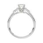 14K WHITE GOLD 1/4CT ROUND/BAGUETTE DIAMOND LADIES SEMI MOUNT RING(CENTER STONE MOUNT EMERALD DIAMOND 1CT) - Image 5