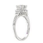 14K WHITE GOLD 1/4CT ROUND/BAGUETTE DIAMOND LADIES SEMI MOUNT RING(CENTER STONE MOUNT ROUND DIAMOND 1CT) - Image 2