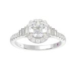 14K WHITE GOLD 1/4CT ROUND/BAGUETTE DIAMOND LADIES SEMI MOUNT RING(CENTER STONE MOUNT ROUND DIAMOND 1CT) - Image 3