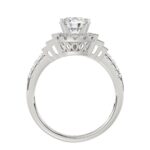 14K WHITE GOLD 1/4CT ROUND/BAGUETTE DIAMOND LADIES SEMI MOUNT RING(CENTER STONE MOUNT ROUND DIAMOND 1CT) - Image 4