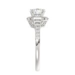 14K WHITE GOLD 1/4CT ROUND/BAGUETTE DIAMOND LADIES SEMI MOUNT RING(CENTER STONE MOUNT ROUND DIAMOND 1CT) - Image 5