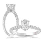 14K WHITE GOLD 1/4CT ROUND/OVAL DIAMOND LADIES RING(CENTER STONE MOUNT OVAL DIAMOND 1CT)