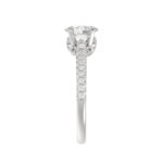 14K WHITE GOLD 1/4CT ROUND/OVAL DIAMOND LADIES RING(CENTER STONE MOUNT OVAL DIAMOND 1CT) - Image 5