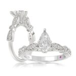 14K WHITE GOLD 1/4CT ROUND/PEAR DIAMOND LADIES SEMI MOUNT RING(CENTER STONE MOUNT PEAR DIAMOND 1CT)
