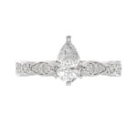 14K WHITE GOLD 1/4CT ROUND/PEAR DIAMOND LADIES SEMI MOUNT RING(CENTER STONE MOUNT PEAR DIAMOND 1CT) - Image 6
