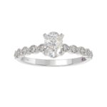 14K WHITE GOLD 1/6CT ROUND DIAMOND LADIES SEMI MOUNT RING(CENTER STONE MOUNT OVAL DIAMOND 1CT) - Image 3
