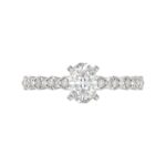 14K WHITE GOLD 1/6CT ROUND DIAMOND LADIES SEMI MOUNT RING(CENTER STONE MOUNT OVAL DIAMOND 1CT) - Image 6