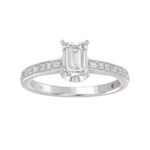 14K WHITE GOLD 1/6CT ROUND/BAGUETTE/EMERALD DIAMOND LADIES RING(CENTER STONE MOUNT EMERALD DIAMOND 1CT) - Image 2