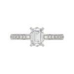 14K WHITE GOLD 1/6CT ROUND/BAGUETTE/EMERALD DIAMOND LADIES RING(CENTER STONE MOUNT EMERALD DIAMOND 1CT) - Image 4