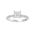 14K WHITE GOLD 1/6CT ROUND/PRINCESS DIAMOND LADIES RING(CENTER STONE MOUNT PRINCESS DIAMOND 1CT) - Image 2