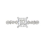 14K WHITE GOLD 1/6CT ROUND/PRINCESS DIAMOND LADIES RING(CENTER STONE MOUNT PRINCESS DIAMOND 1CT) - Image 4