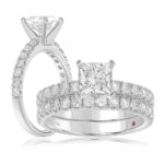 14K WHITE GOLD 1CT ROUND DIAMOND LADIES BRIDAL SET(CENTER STONE MOUNT PRINCESS DIAMOND 1CT)