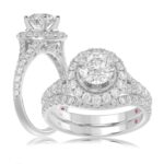 14K WHITE GOLD 1CT ROUND DIAMOND LADIES BRIDAL SET(CENTER STONE MOUNT ROUND DIAMOND 1CT)