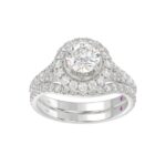 14K WHITE GOLD 1CT ROUND DIAMOND LADIES BRIDAL SET(CENTER STONE MOUNT ROUND DIAMOND 1CT) - Image 3