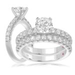 14K WHITE GOLD 1CT ROUND DIAMOND LADIES BRIDAL SET(CENTER STONE MOUNT ROUND DIAMOND 1CT)