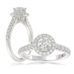 14K WHITE GOLD 1CT ROUND DIAMOND LADIES RING( CENTER STONE ROUND DIAMOND 1/2CT)