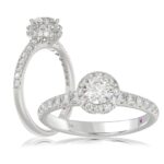 14K WHITE GOLD 1CT ROUND DIAMOND LADIES RING( CENTER STONE ROUND DIAMOND 1/2CT)
