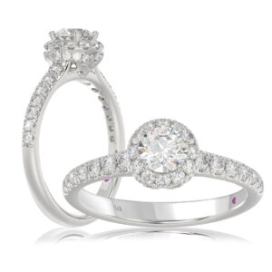14K WHITE GOLD 1CT ROUND DIAMOND LADIES RING( CENTER STONE ROUND DIAMOND 1/2CT)