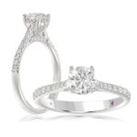 14K WHITE GOLD 1CT ROUND DIAMOND LADIES RING( CENTER STONE ROUND DIAMOND 3/4CT)