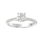 14K WHITE GOLD 1CT ROUND DIAMOND LADIES RING( CENTER STONE ROUND DIAMOND 3/4CT) - Image 3