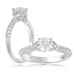 14K WHITE GOLD 1CT ROUND DIAMOND LADIES RING(CENTER STONE ROUND DIAMOND 3/4CT)