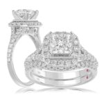 14K WHITE GOLD 1CT ROUND DIAMOND LADIES SEMI MOUNT BRIDAL SET(CENTER STONE MOUNT PRINCESS DIAMOND 1CT)