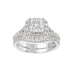 14K WHITE GOLD 1CT ROUND DIAMOND LADIES SEMI MOUNT BRIDAL SET(CENTER STONE MOUNT PRINCESS DIAMOND 1CT) - Image 3
