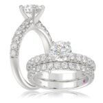 14K WHITE GOLD 1CT ROUND DIAMOND LADIES SEMI MOUNT BRIDAL SET(CENTER STONE MOUNT ROUND DIAMOND 1CT)