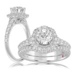 14K WHITE GOLD 1CT ROUND DIAMOND LADIES SEMI MOUNT BRIDAL SET(CENTER STONE MOUNT ROUND DIAMOND 1CT)