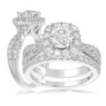14K WHITE GOLD 1CT ROUND DIAMOND LADIES SEMI MOUNT BRIDAL SET(CENTER STONE MOUNT ROUND DIAMOND 1CT)
