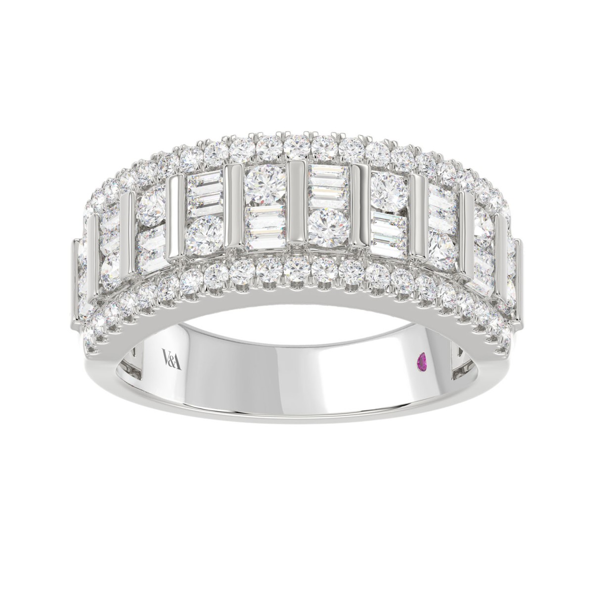 19175961_VA11712W-1201x1201.jpg 14K WHITE GOLD 1CT ROUND/BAGUETTE DIAMOND LADIES BAND - Image 1
