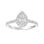 14K WHITE GOLD 1CT ROUND/BAGUETTE/PEAR DIAMOND LADIES RING( CENTER STONE PEAR DIAMOND 1/2 CT) - Image 3