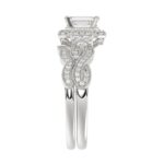 14K WHITE GOLD 1CT ROUND/EMERALD DIAMOND LADIES BRIDAL SET(CENTER STONE EMERALD DIAMOND 1/2CT) - Image 3