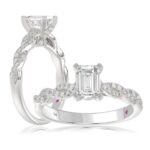 14K WHITE GOLD 1CT ROUND/EMERALD DIAMOND LADIES FASHION RING(CENTER STONE EMERALD DIAMOND 3/4CT)