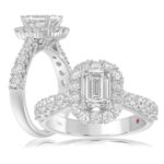 14K WHITE GOLD 1CT ROUND/EMERALD DIAMOND LADIES SEMI MOUNT RING(CENTER STONE MOUNT EMERALD DIAMOND 1CT)