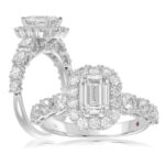 14K WHITE GOLD 1CT ROUND/EMERALD DIAMOND LADIES SEMI MOUNT RING(CENTER STONE MOUNT EMERALD DIAMOND 1CT)