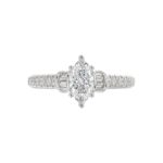 14K WHITE GOLD 1CT ROUND/MARQUISE DIAMOND LADIES RING(CENTER STONE MARQUISE DIAMOND 3/4CT) - Image 5