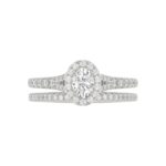 14K WHITE GOLD 1CT ROUND/OVAL DIAMOND LADIES BRIDAL SET(CENTER STONE OVAL DIAMOND 1/2CT) - Image 4