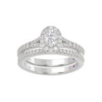 14K WHITE GOLD 1CT ROUND/OVAL DIAMOND LADIES BRIDAL SET(CENTER STONE OVAL DIAMOND 1/2CT) - Image 6