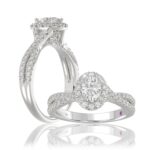 14K WHITE GOLD 1CT ROUND/OVAL DIAMOND LADIES RING(CENTER STONE OVAL DIAMOND 1/2CT)
