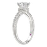 14K WHITE GOLD 1CT ROUND/OVAL DIAMOND LADIES SEMI MOUNT RING(CENTER STONE OVAL DIAMOND 3/4CT) - Image 2