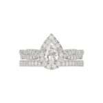 14K WHITE GOLD 1CT ROUND/PEAR DIAMOND LADIES BRIDAL SET(CENTER STONE PEAR DIAMOND 1/2CT) - Image 4